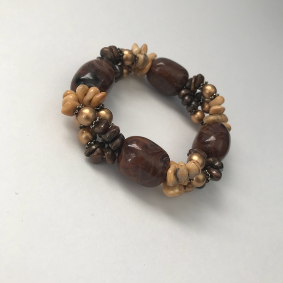 Chicos Brown/Tan Chunky Beaded Stretch Bracelet - Picture 5 of 5